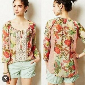 Anthropologie Meadow Rue Floral Crochet Women's Top medium